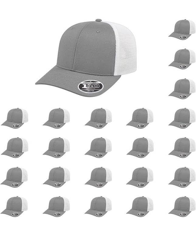Cap America i8502 Flexfit 110 Premium Mid Profile 6-Panel Mesh Back Trucker Cap Hat w/UV Guard & Adjustable Snapback