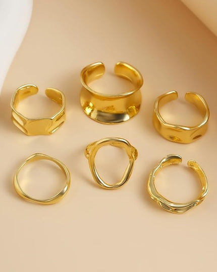 Chunky Rings for Women Adjustable Thick Rings Set Trendy Statement Stackable Ring for Women Chunky Jewlery Irregular Dome Flower Finger Knkuckle Thumb Ring