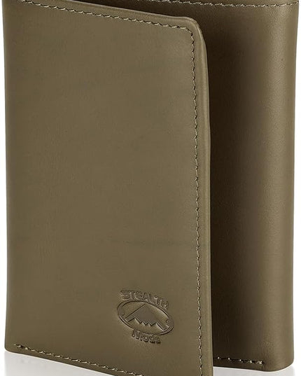 Stealth Mode Trifold Wallet - RFID Blocking Wallet with Flip ID Holder - Leather Case for Money, Credit Cards - Mens Organizer, Divided Billfold, Identity Protection - Men's Gifts (Camo)