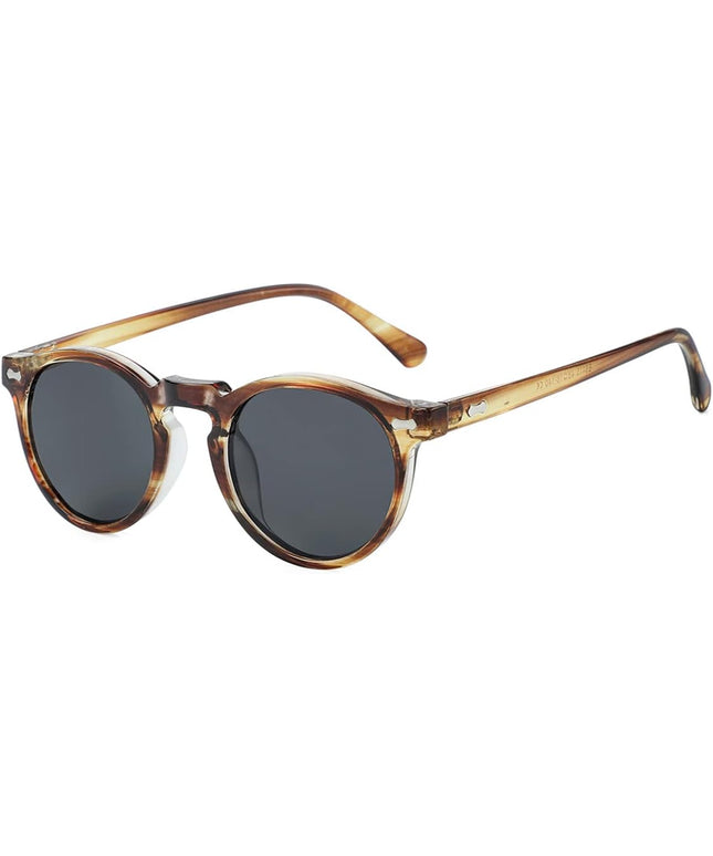 Gleyemor Vintage Polarized Sunglasses for Men Round Sunglasses UV400 Protection Retro Hand-crafted Acetate Frame