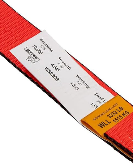 Mytee Products Winch Straps 2" x30' - Red Heavy Duty Tie Down w/Flat Hook WLL# 3,333 lbs - 2 Inch Cargo Control for Flatbed Truck Utility Trailer