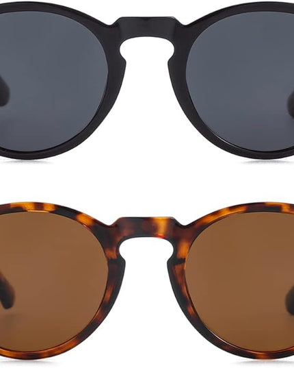 Gleyemor Vintage Polarized Sunglasses for Men Round Sunglasses UV400 Protection Retro Hand-crafted Acetate Frame