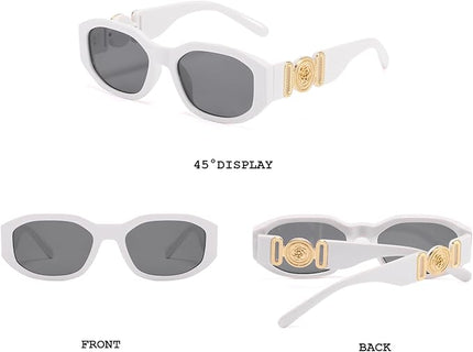 BUTABY Rectangle Sunglasses for Women Retro Driving Glasses 90’s Vintage Fashion Irregular Frame UV400 Protection