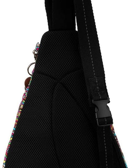 Sakroots On The Go Sling Bag for Women in Eco-Twill, Large Convertible Crossbody Backpack With Main Zipper Closer, Made From Recycled Materials - Rainbow Wanderlust