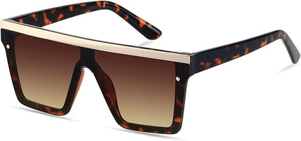 LYZOIT Square Oversized Sunglasses for Women Men Big Flat Top Fashion Shield Large UV Protection Rimless Shades