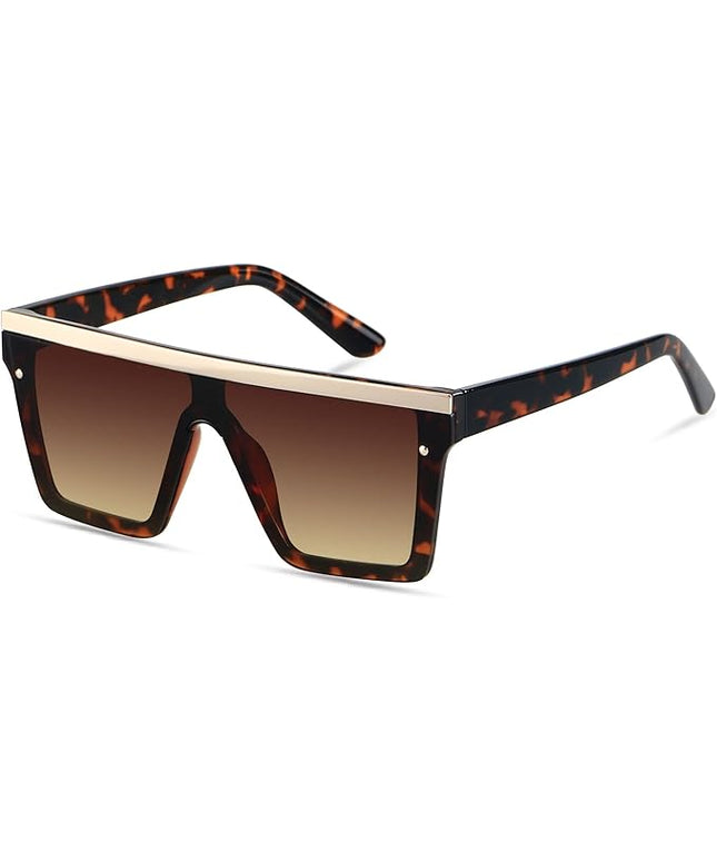 LYZOIT Square Oversized Sunglasses for Women Men Big Flat Top Fashion Shield Large UV Protection Rimless Shades