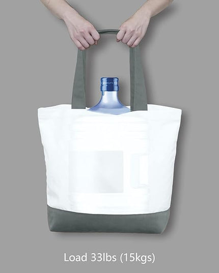 TOPDesign 3-Pack Super Strong Large 12oz Cotton Canvas Tote Bags, Reusable Grocery Shopping Cloth Bags, Fashionable Two-Tone Totes for Crafts, DIY Your Creative Designs