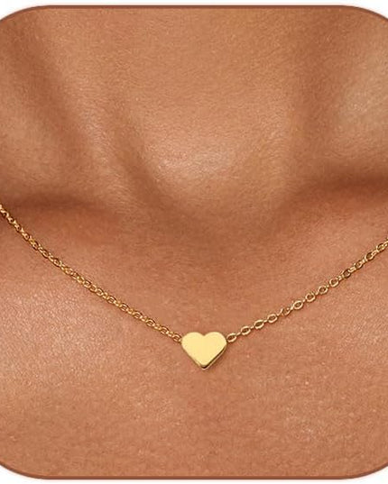 Cute Heart Necklace Dainty 18k Gold Plated Tiny Heart Pendant Choker Necklaces Small Gold Love Open Heart Chain Necklace for Women Simple Gold Necklace for Women Trendy Jewelry