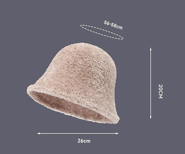 Winter Plush Fuzzy Polyester Bucket Hat Fisherman Hats for Women Men Bucket hat