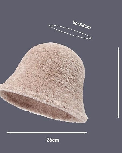 Winter Plush Fuzzy Polyester Bucket Hat Fisherman Hats for Women Men Bucket hat