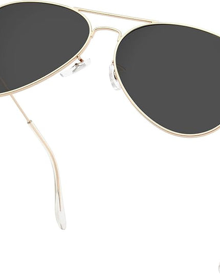 livho Sunglasses for Men Women Aviator Polarized Metal Mirror UV 400 Lens Protection (Gold Black)