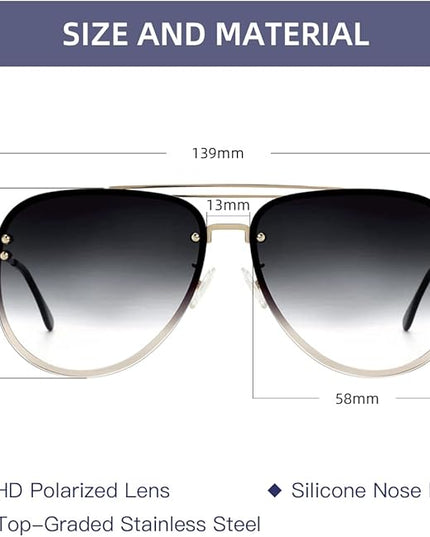 Trendy Oversized Aviator Sunglasses Womens, Retro Cute Big Shades Women's Fashion Sun Glasses UV Protection VF2203