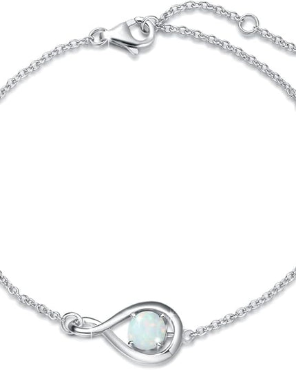 FANCIME Love Bracelet 925 Sterling Silver Infinity Birthstone Bracelets for Women Fine Jewelry Birthday Christmas Gifts for Her Mom Wife, Chain Length 6.7"+1.2" Extend
