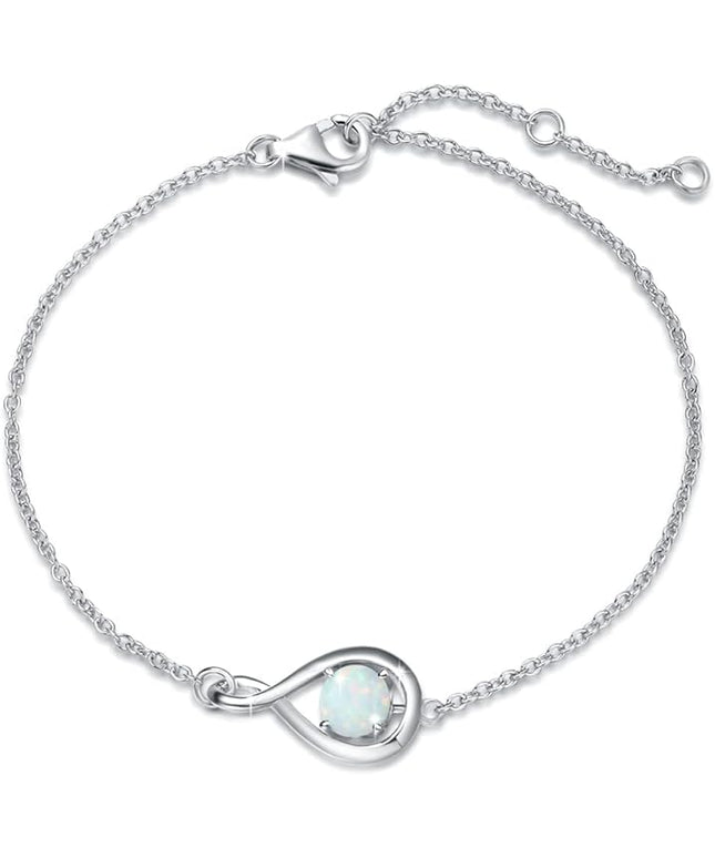 FANCIME Love Bracelet 925 Sterling Silver Infinity Birthstone Bracelets for Women Fine Jewelry Birthday Christmas Gifts for Her Mom Wife, Chain Length 6.7"+1.2" Extend