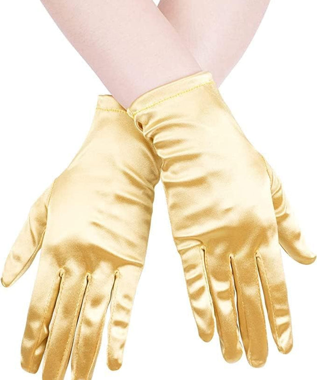 Sahabowi Satin Gloves Formal Bridal Banquet Party Wedding Opera Solid Colorful Mitten For Women