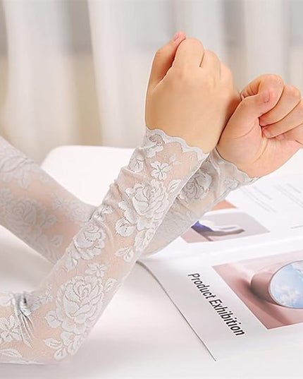 Women's Short Lace Gloves Fingerless for Driving Wedding Wrist Length Bridal Prom Gloves