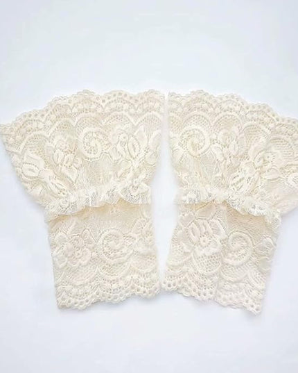 Women's Short Lace Gloves Fingerless for Driving Wedding Wrist Length Bridal Prom Gloves