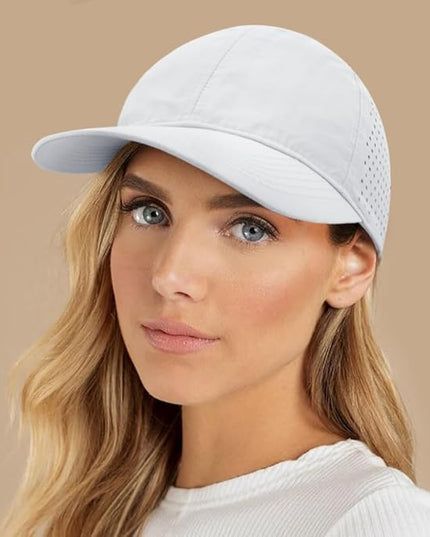 Xinveen Quick Dry Baseball Cap Curved Brim Snapback Hat Laser Cut Mesh Ball Cap Golf Ball Cap for Men Women