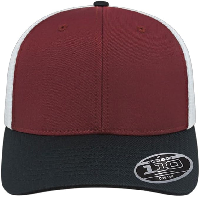 Cap America i8502 Flexfit 110 Premium Mid Profile 6-Panel Mesh Back Trucker Cap Hat w/UV Guard & Adjustable Snapback