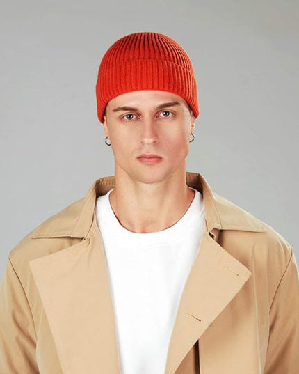 ROYBENS Swag Wool Knit Cuff Short Fisherman Beanie for Men Women, Winter Warm Hats