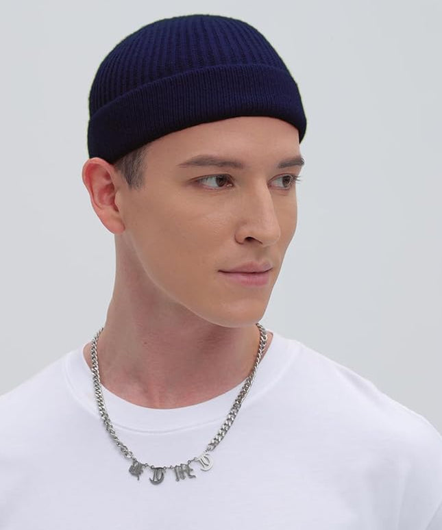 ROYBENS Thin Swag Wool Short Fisherman Beanie for Men Women, Knit Cuff Trawler Beanie Watch Hat, Soft Spring Fall Skull Cap