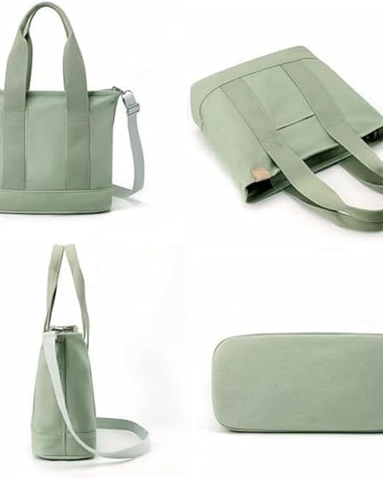 Small Tote Bag with Zipper, 2024 Canvas Multi-Pocket Crossbody Bag Shoulder Bag Satchel Hobo Bag Messenger Bag