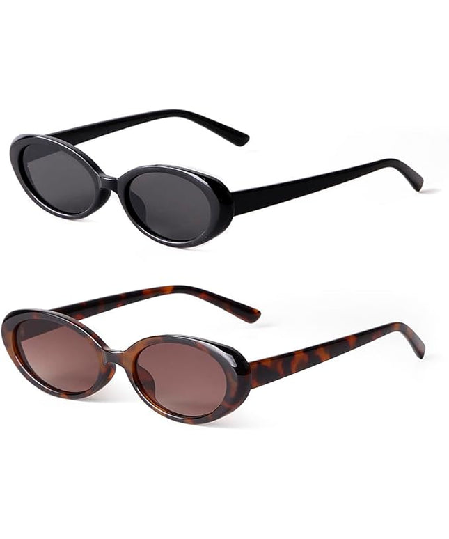 90s Sunglasses for Women Men Retro Small Oval Sunglasses
