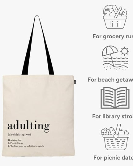 Eco Right Tote Bag for Women, Reusable Grocery Bag, Canvas Tote Bag for Shopping, Cotton Bag for Daily Use, Gifts for Women