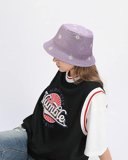 XYIYI Cute Bucket Hat Beach Fisherman Hats for Women, Reversible Double-Side-Wear
