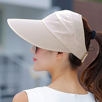 HINDAWI Sun Hats for Women Wide Brim UV Protection Sun Hat Summer Beach Packable Visor