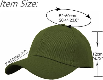 Glory Max Plain Baseball Cap Hook & Loop Strap Adjustable Solid Blank Curved Visor Hat
