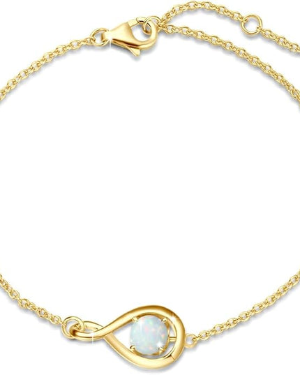 FANCIME Love Bracelet 925 Sterling Silver Infinity Birthstone Bracelets for Women Fine Jewelry Birthday Christmas Gifts for Her Mom Wife, Chain Length 6.7"+1.2" Extend