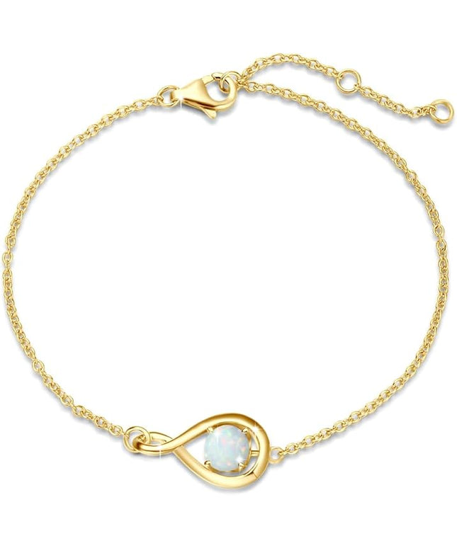FANCIME Love Bracelet 925 Sterling Silver Infinity Birthstone Bracelets for Women Fine Jewelry Birthday Christmas Gifts for Her Mom Wife, Chain Length 6.7"+1.2" Extend