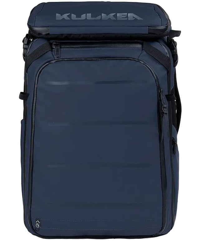 Käydä 36L Travel Backpack - Spacious Carry On Backpack with Detachable Travel Pouch, Magnetic Water Bottle Pocket, Passport and Laptop Pocket - Convertible Boot Bag for Snow Sports (Steel Blue)