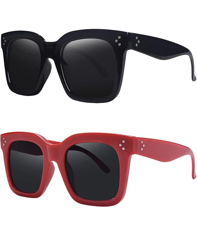 Vintage Women Oversized Sunglasses Designer Luxury Square Sun Glasses UV400 Protection Flat Lens
