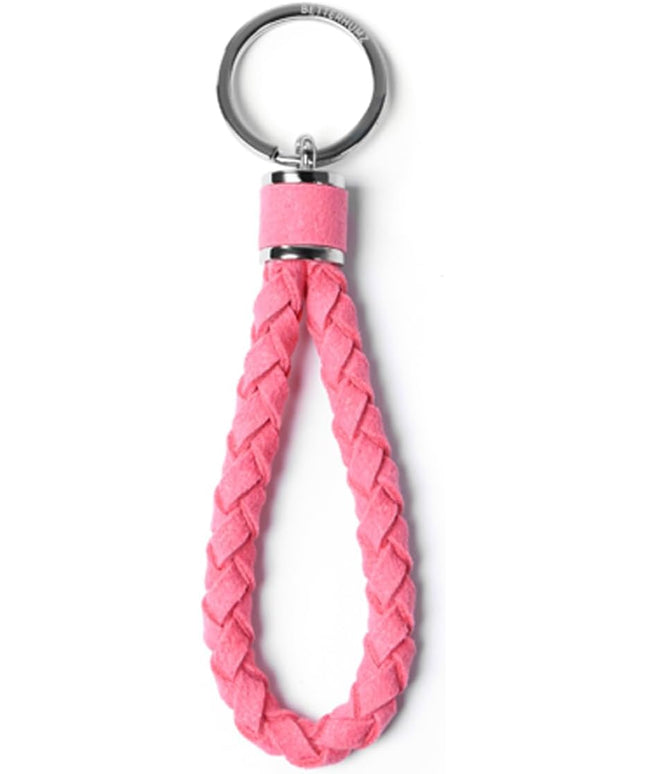 BETTERHUMZ Leather Key Fob Car Weave Keychain Ring Woven Strap Braided Key Chain for Alcantara Accessories