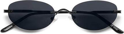SOJOS Retro Small Oval Sunglasses Womens Trendy Rimless Sun Glasses Vintage Narrow Shades SJ1242
