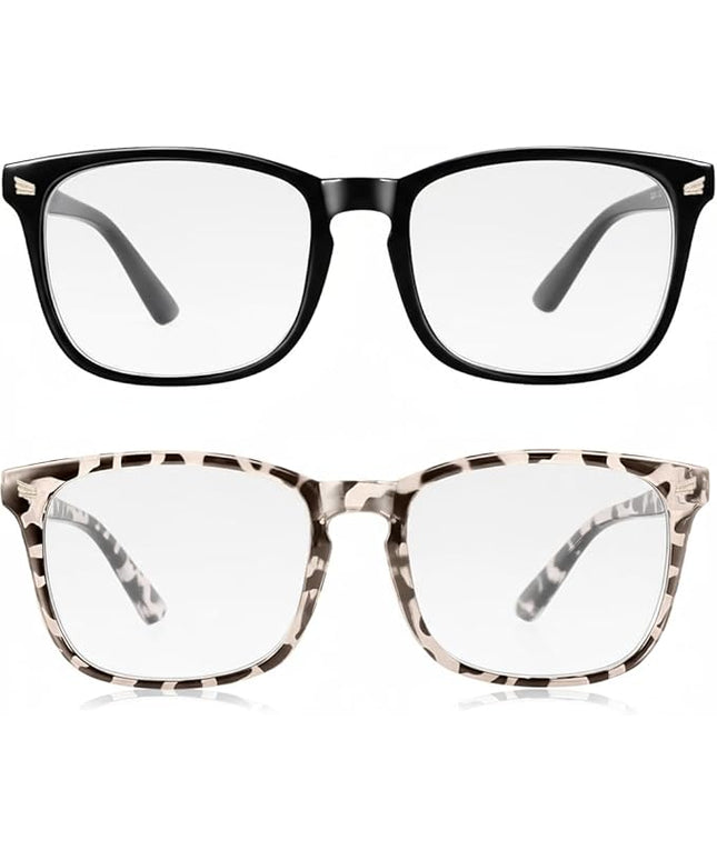 2 Packs Professional Sleep Glasses with 97.6% Blue Light Blocking Dual AR Coatings Clear Lens, Computer Gaming Glasses for Men Women, Anti Fatigue & Eye Strain