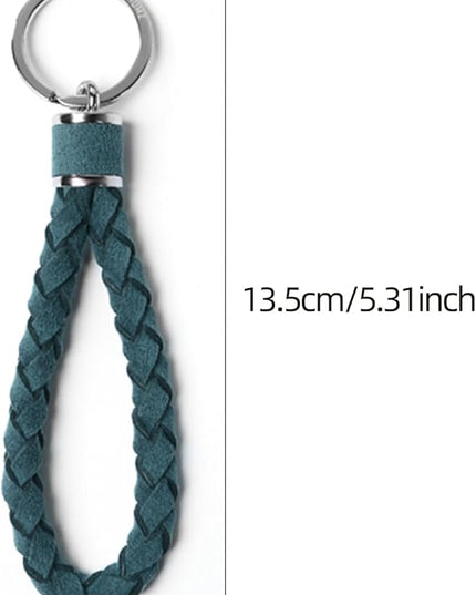 BETTERHUMZ Leather Key Fob Car Weave Keychain Ring Woven Strap Braided Key Chain for Alcantara Accessories