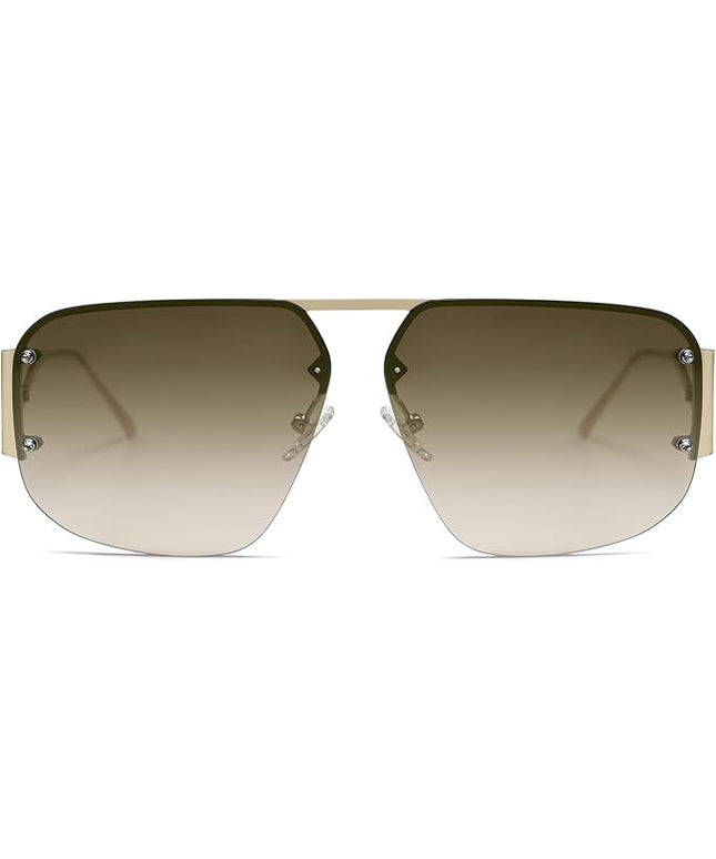 SOJOS Trendy Aviator Sunglasses Mens Womens Retro Metal Rimless Frame Shades Lentes De Sol Para Mujer SJ1192
