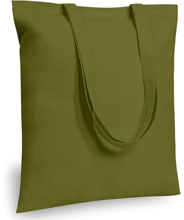 TOPDesign 6-Pack Economical 16"x15" Olive Green Cotton Tote Bags, Lightweight Medium Reusable Grocery Shopping Cloth Bags, Suitable for DIY, Advertising, Promotion, Gift, Activity