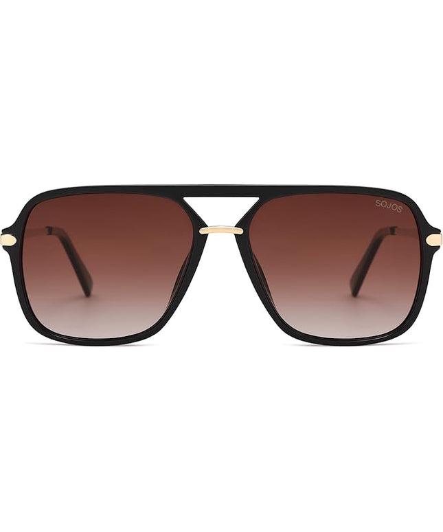 SOJOS Sunglasses for Women & Men, Square, Retro, Polarized Lens, Trendy Aviator, 90s Shades