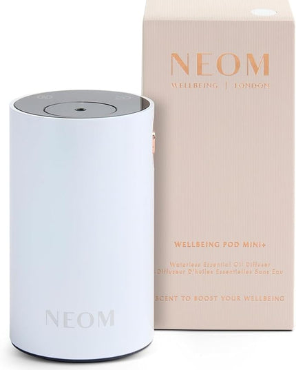 NEOM Wellbeing Pod Mini+ Essential Oil Diffuser, White I Waterless and Wireless I Portable & Versatile - car, Office or Home I Up to 125 Hours of Natural Fragrance use per Charge