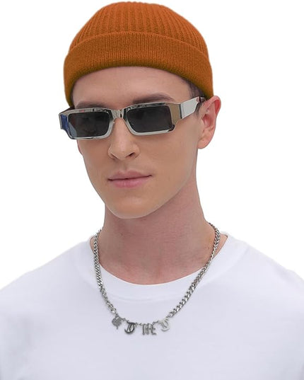ROYBENS Thin Swag Wool Short Fisherman Beanie for Men Women, Knit Cuff Trawler Beanie Watch Hat, Soft Spring Fall Skull Cap