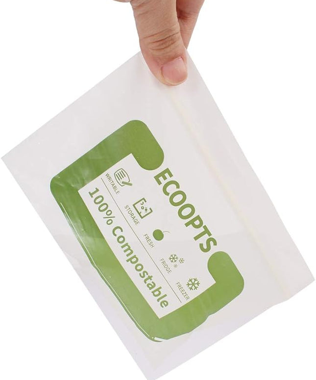 100% Compostable Snack Zip Bag | ECO-Friendly Small Storage Bags | Freezer Bag | Plant-Based BPA-free | Seal well for Cookie, Chips and Snack (2, Small)