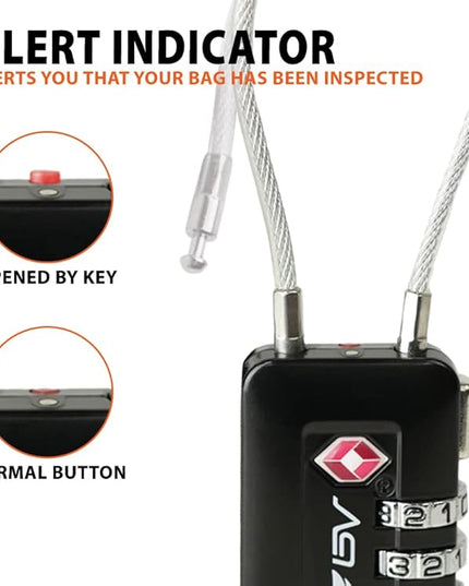 TSA Accepted Luggage Travel Lock, Set-Your-Own Combination Lock for School Gym Locker, Luggage Suitcase Baggage Locks, Filing Cabinets, Toolbox, Case (Black, 6 Pack)