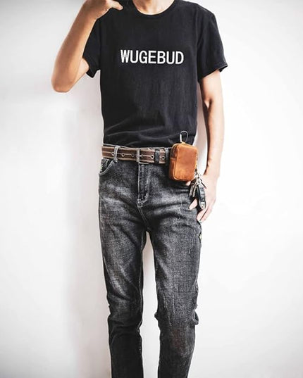 Wugebud 1 Pcs Leather Coin Pouch Keychain, Leather Mini Belt Bag,Coin Organizer, Change Holder, Leather zipper Pouch for Men & Women，Outdoor Running Sports Mini Storage Bag