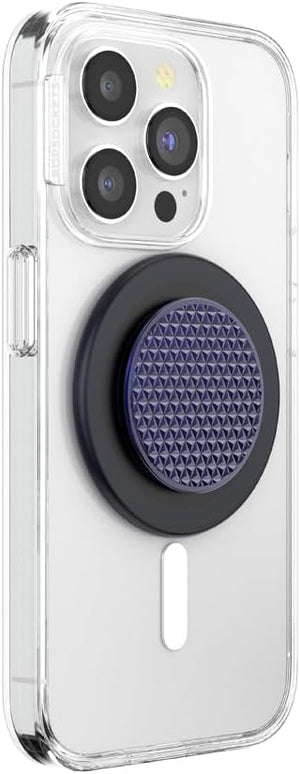 PopSockets Phone Grip for MagSafe with Kickstand, Magnetic Stand, Swappable Top, Secure Hold for iPhone MagSafe Cases, Phone & Tablet Grip - Alum Triangle Knurled French Navy