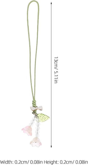2Pcs Flower Tulip Bow Phone Strap Key Chain for Women Teens, Small Wrist Lanyard Cell Phone Charm Decoration, Orange Color for Mobile and Car Accessories