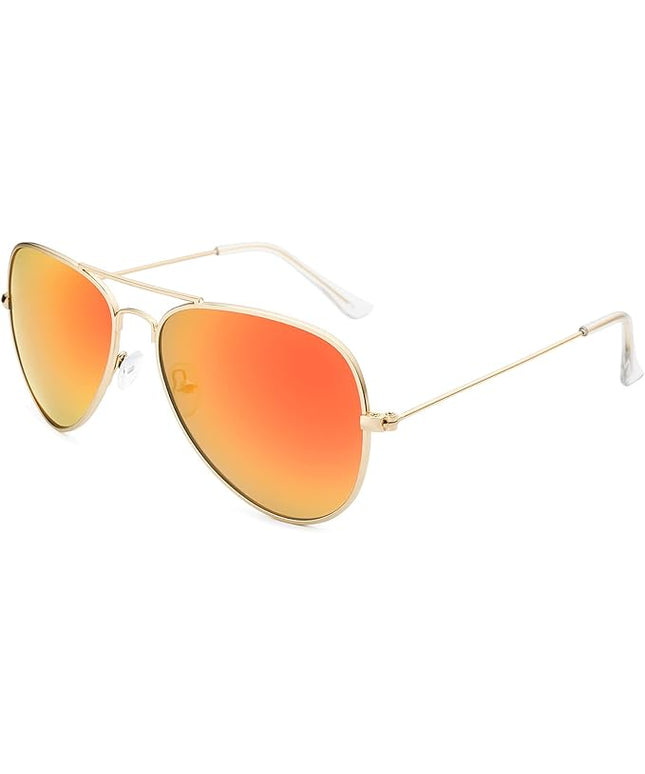 livho Sunglasses for Men Women Aviator Polarized Metal Mirror UV 400 Lens Protection (Gold Orange)